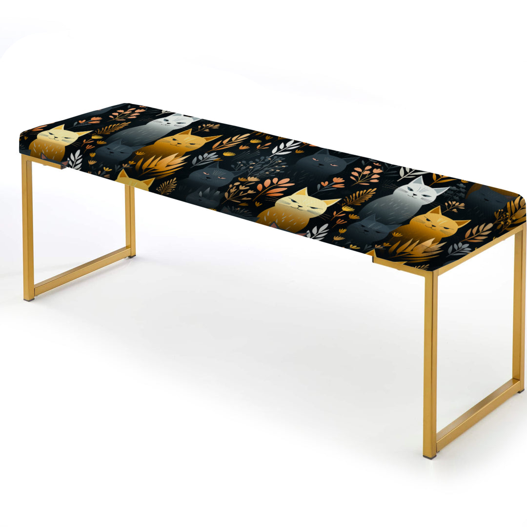 Cute Cat In Botanical Garden - Upholstered Accent Bench