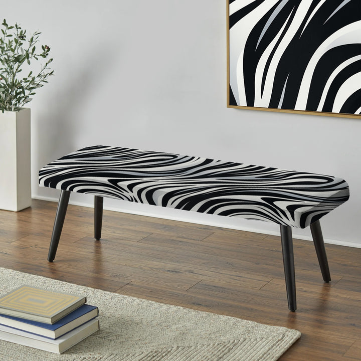 Black And White Zebra Stripes - Upholstered Accent Bench