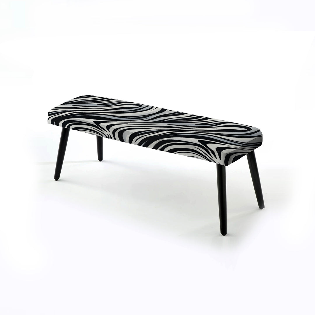 Black And White Zebra Stripes - Upholstered Accent Bench