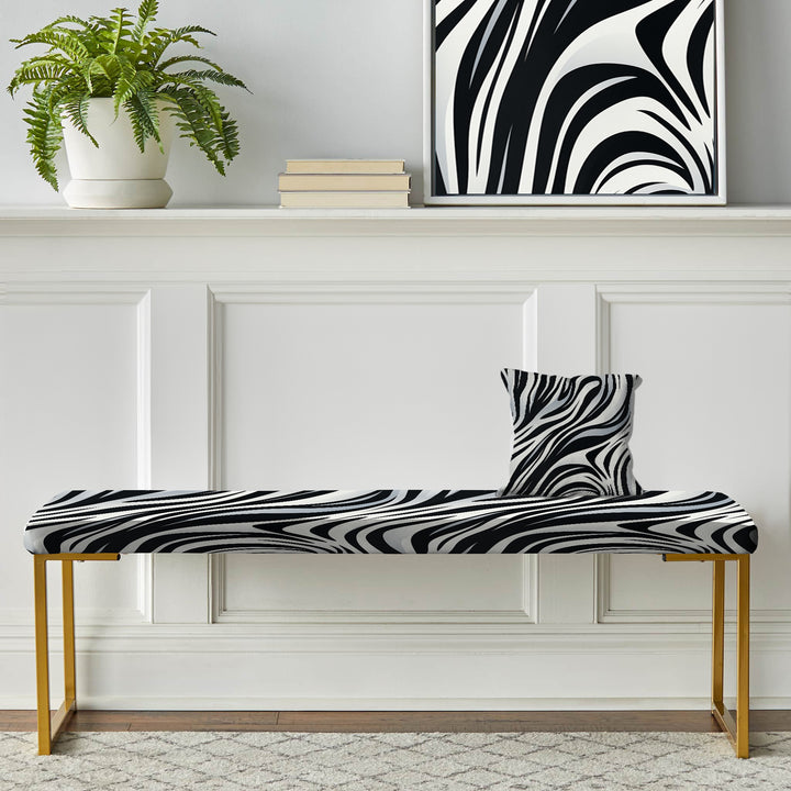 Black And White Zebra Stripes - Upholstered Accent Bench