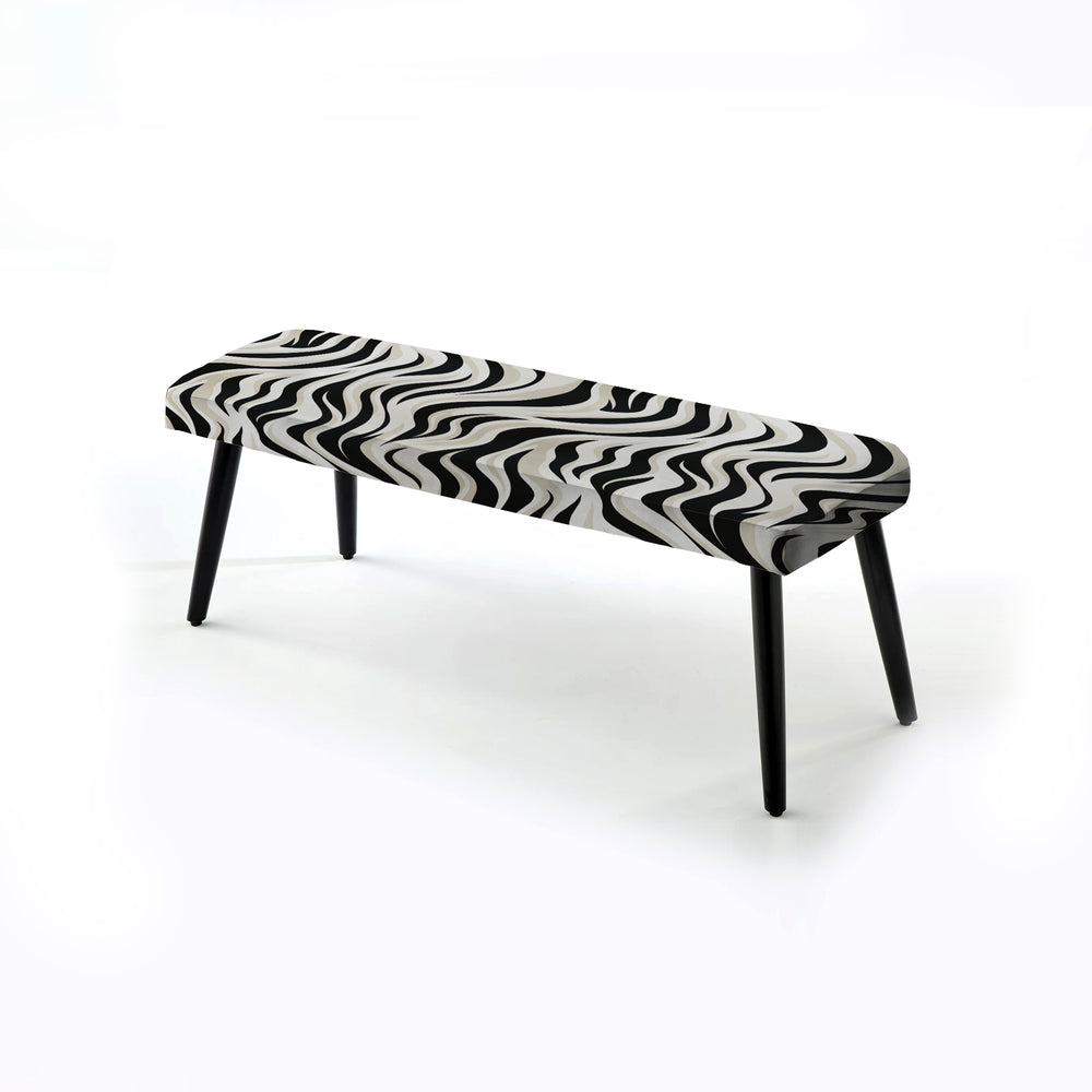 Black Zebra Print Wallpaper - Upholstered Accent Bench