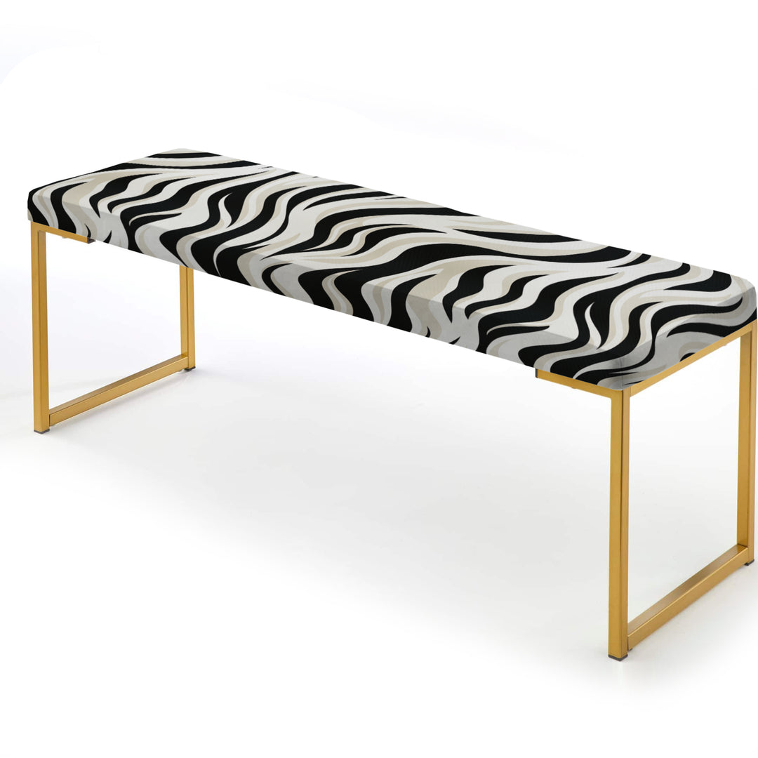 Black Zebra Print Wallpaper - Upholstered Accent Bench