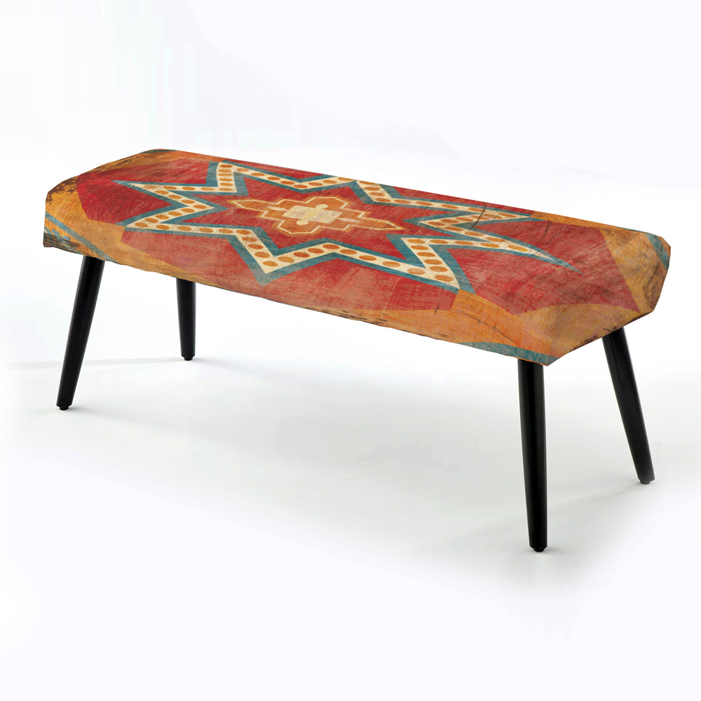 Moroccan Orange Tiles Collage I - Upholstered Accent Bench