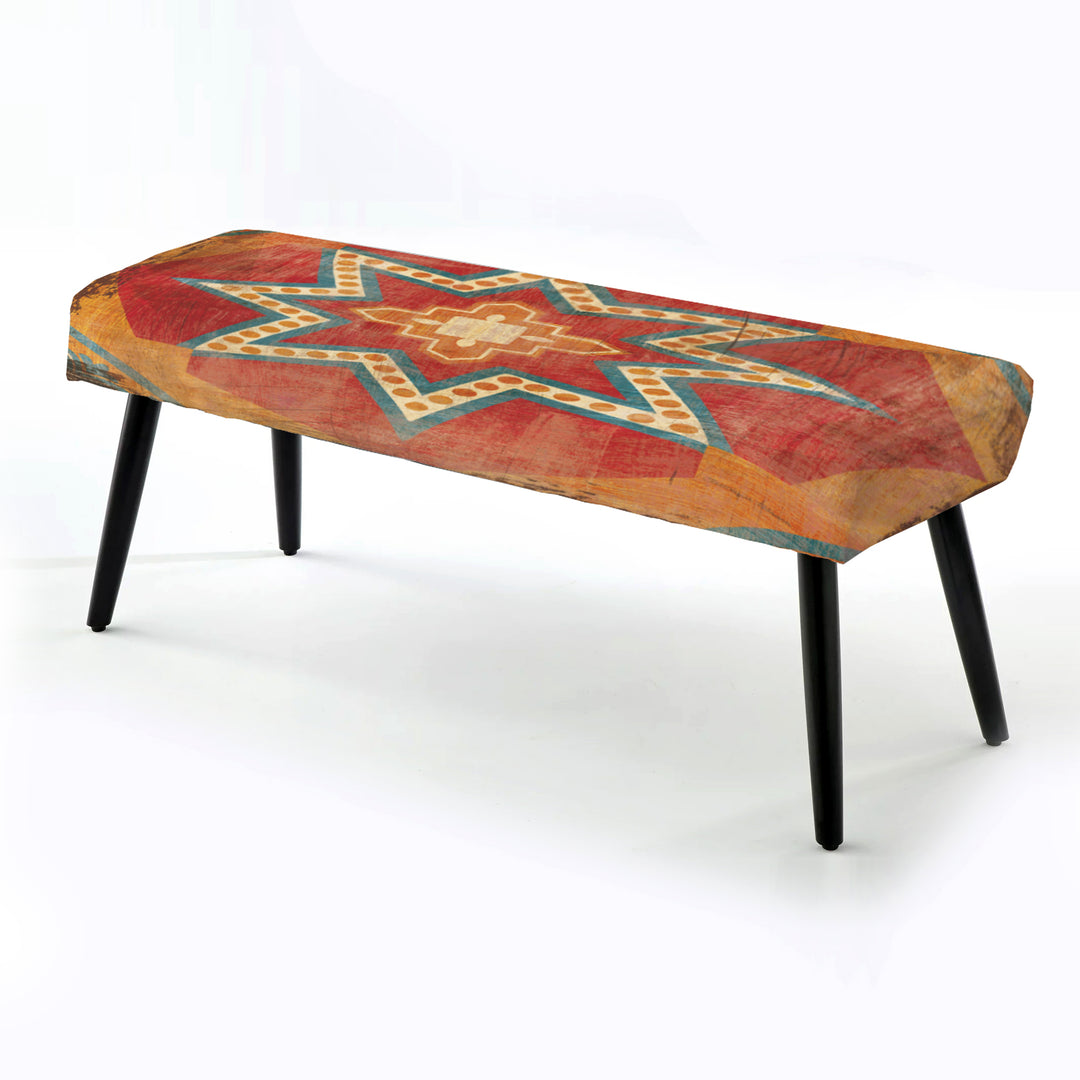 Moroccan Orange Tiles Collage I - Upholstered Accent Bench