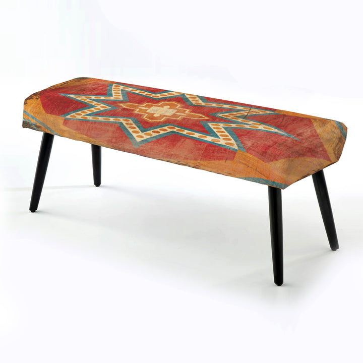 Moroccan Orange Tiles Collage I - Upholstered Accent Bench