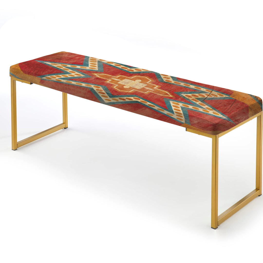 Moroccan Orange Tiles Collage I - Upholstered Accent Bench