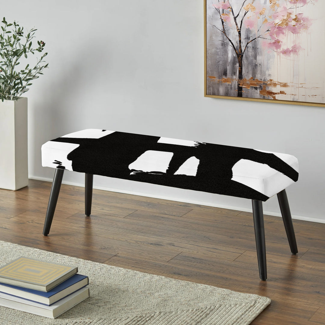 Black & White Crossing Paths II - Upholstered Accent Bench