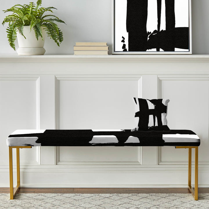 Black &amp; White Crossing Paths II - Upholstered Accent Bench