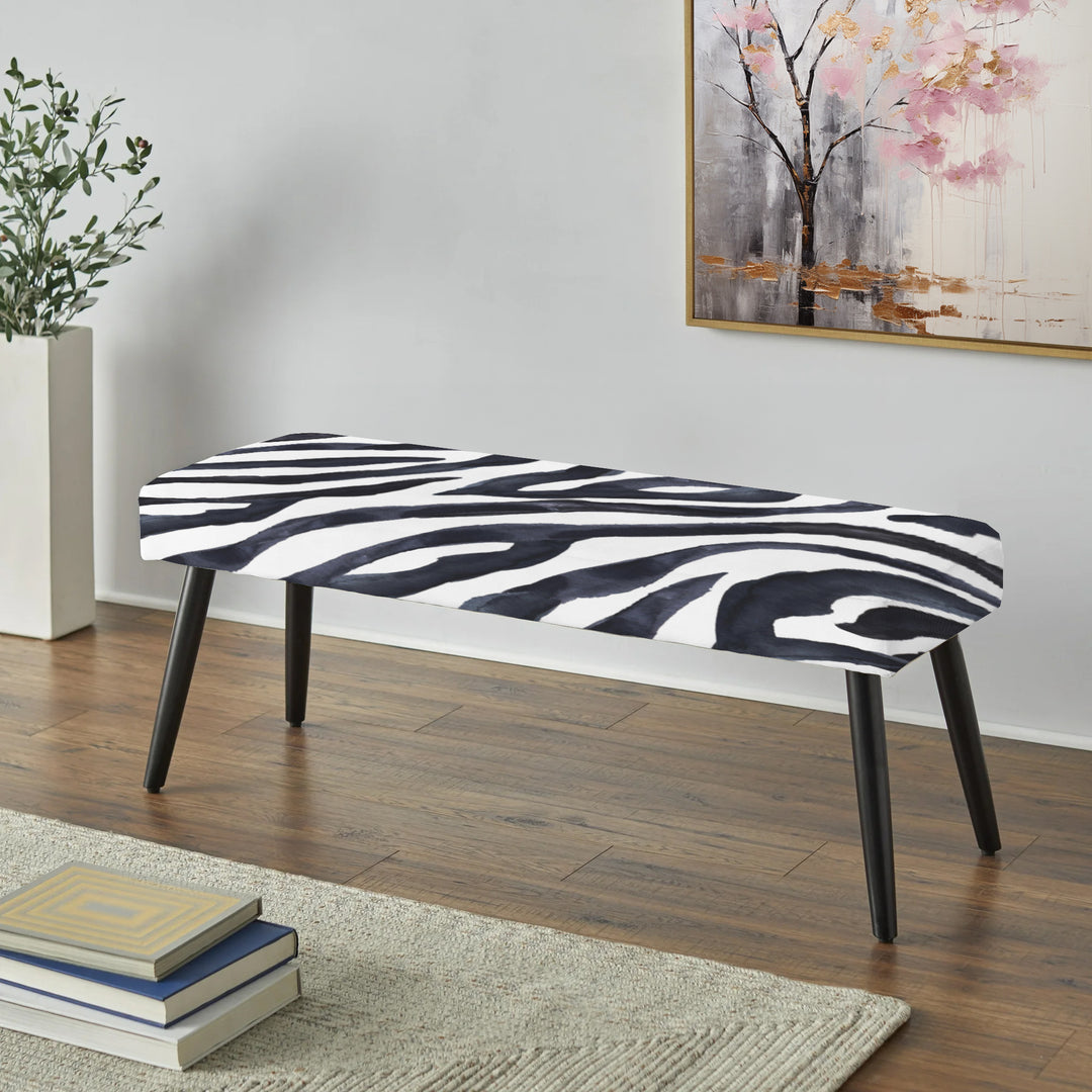 Zebra Striped - Upholstered Accent Bench