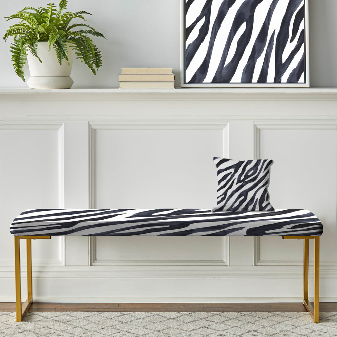 Zebra Striped - Upholstered Accent Bench