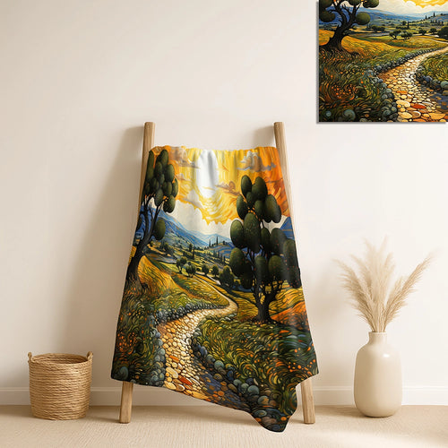 Vangogh Olive Grove In Province - Vangogh Throw Blanket