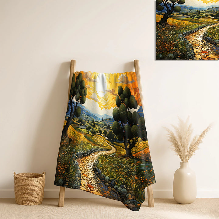 Vangogh Olive Grove In Province - Vangogh Throw Blanket