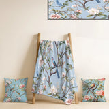 Floral Decorative Blanket Set - Chinoiserie With Birds and Peonies XIII