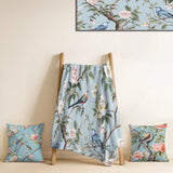 Floral Decorative Blanket Set - Chinoiserie With Birds and Peonies XIV