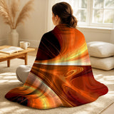 Fractals Decorative Blanket Set - Orange Abstract Warm Fractal Design II