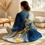 Fractals Decorative Blanket Set - Dark Blue and Gold Strokes IV