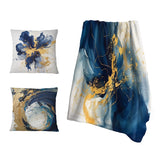 Fractals Decorative Blanket Set - Dark Blue and Gold Strokes IV