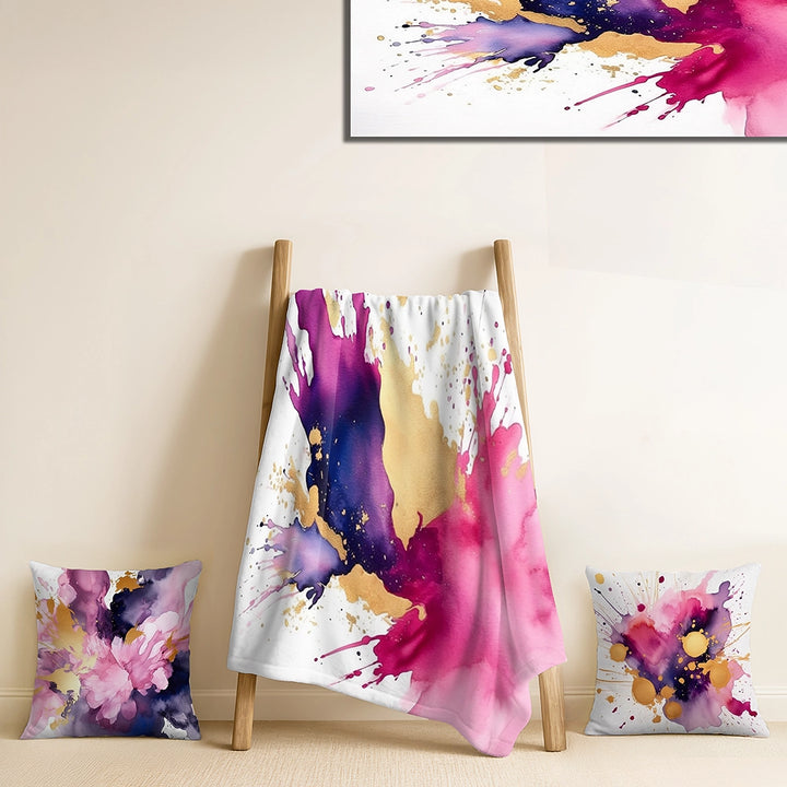 Fractals Decorative Blanket Set - Purple and Pink Strokes VII
