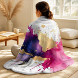 Fractals Decorative Blanket Set - Purple and Pink Strokes VII