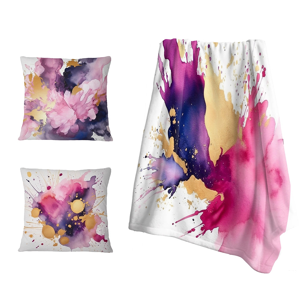 Fractals Decorative Blanket Set - Purple and Pink Strokes VII