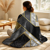 Modern Decorative Blanket Set - Marble Granite Agate With Touches Of Gold III