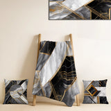 Modern Throw Blanket Set - Marble Granite Agate With Touches Of Gold IV