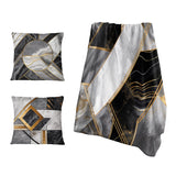 Modern Throw Blanket Set - Marble Granite Agate With Touches Of Gold IV