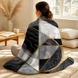 Modern Decorative Blanket Set - Marble Granite Agate With Touches Of Gold XV