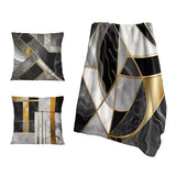 Modern Decorative Blanket Set - Marble Granite Agate With Touches Of Gold XV