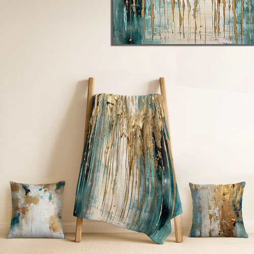 Abstract Minimalism Decorative Blanket Set - Gilded Daydreams VI