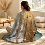 Abstract Minimalism Throw Blanket Set - Gilded Daydreams VII