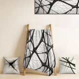 Abstract Shapes Decorative Blanket Set - Minimalist Black and White IX