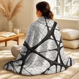 Abstract Shapes Decorative Blanket Set - Minimalist Black and White IX