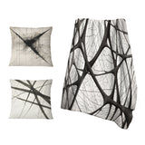 Abstract Shapes Decorative Blanket Set - Minimalist Black and White IX