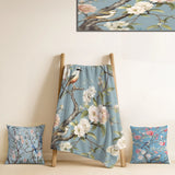 Floral Decorative Throw Blanket - Chinoiserie With Birds and Peonies XVIII