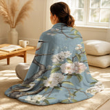 Floral Decorative Throw Blanket - Chinoiserie With Birds and Peonies XVIII