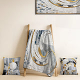 Abstract Shapes Decorative Throw Blanket - Grey and Yellow Mosaic II