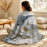 Abstract Shapes Decorative Throw Blanket - Grey and Yellow Mosaic II