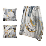 Abstract Shapes Decorative Throw Blanket - Grey and Yellow Mosaic II