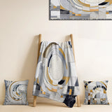 Abstract Shapes Decorative Throw Blanket - Grey and Yellow Mosaic III