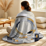 Abstract Shapes Decorative Throw Blanket - Grey and Yellow Mosaic III