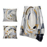 Abstract Shapes Decorative Throw Blanket - Grey and Yellow Mosaic III