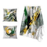 Abstract Throw Blanket Set - Yellow and Green Abstracted Perspectives IV