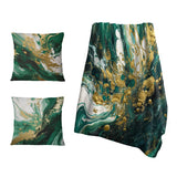 Abstract Decorative Throw Blanket - Green and Gold Serene Cascade I