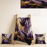 Abstract Decorative Throw Blanket - Purple and Gold Liquid Magic I