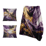 Abstract Decorative Throw Blanket - Purple and Gold Liquid Magic I