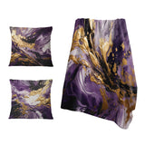 Abstract Decorative Throw Blanket - Purple and Gold Liquid Magic II