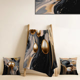 Abstract Shapes Throw Blanket Set - Gold and Black Mystic MÚlange I