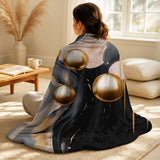 Abstract Shapes Throw Blanket Set - Gold and Black Mystic MÚlange I