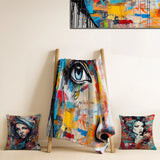 Fashion Throw Blanket Set - Female Pop Art Portrait I